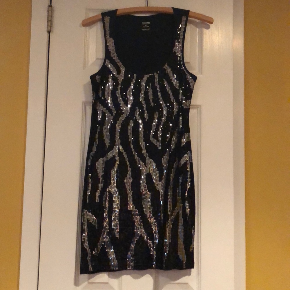 MICHAEL Michael Kors Black & Sulver Sequence Dress